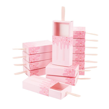 Scatola rosa porta caramella a forma di ghiacciolo, impilate